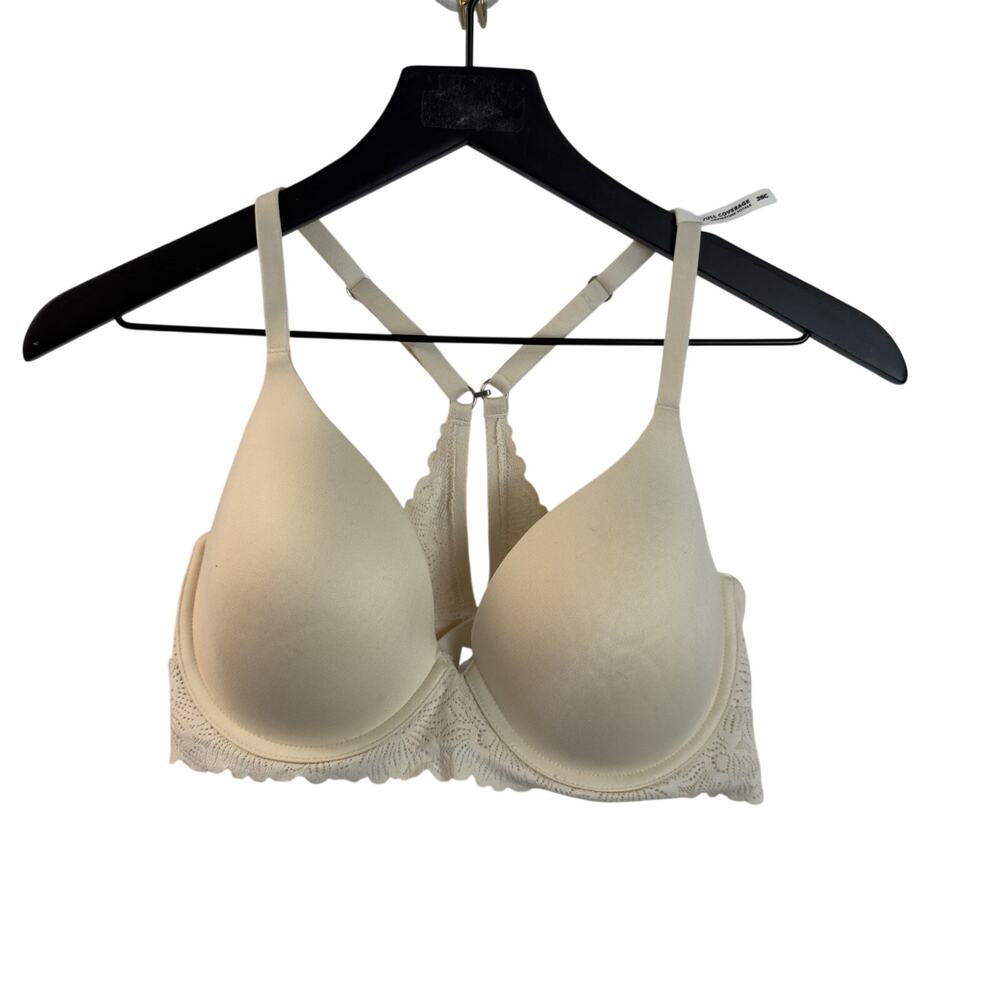 NWT Aerie Full Coverage Lightly Lined Underwire White w Lace Trim Bra Size 38C